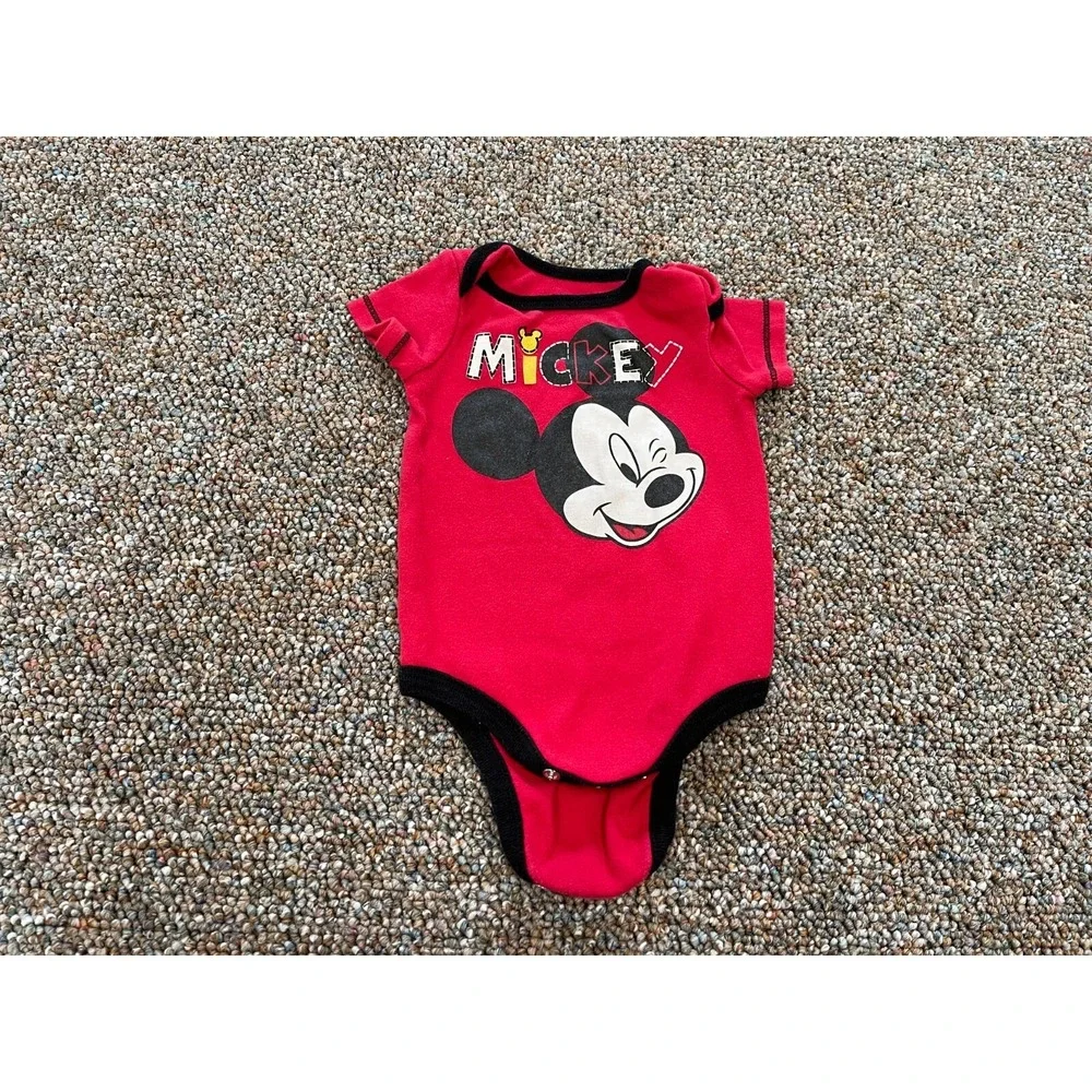 Disney Baby Boys Red Mickey Mouse Bodysuit 3-6M
